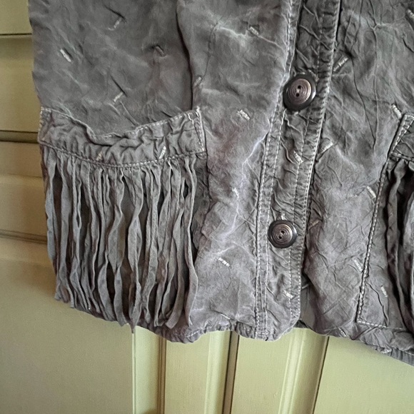 Vintage Grey Fringe Western Vest - Picture 6 of 7